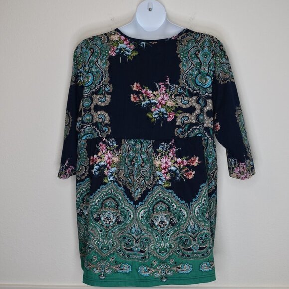 Ulla Popken Babydoll Tunic Top Sz 16 / 18 Floral Button Front Whimsigoth Boho - Picture 8 of 16
